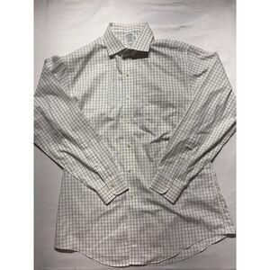Brooks Brothers 346 Slim Fit Dress Shirt Men's 16½-34/35 White Check